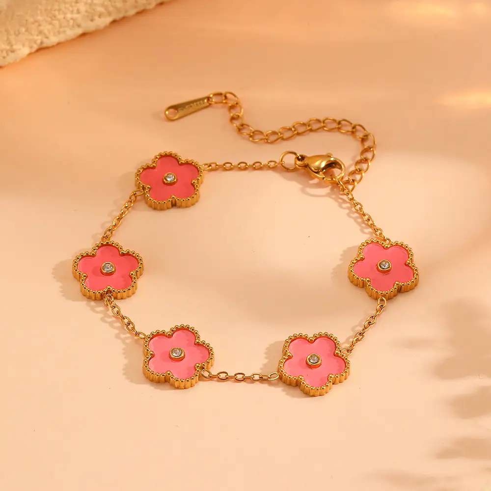 European & American Sweet Five Leaf Flower Jewelry Set - Image 18