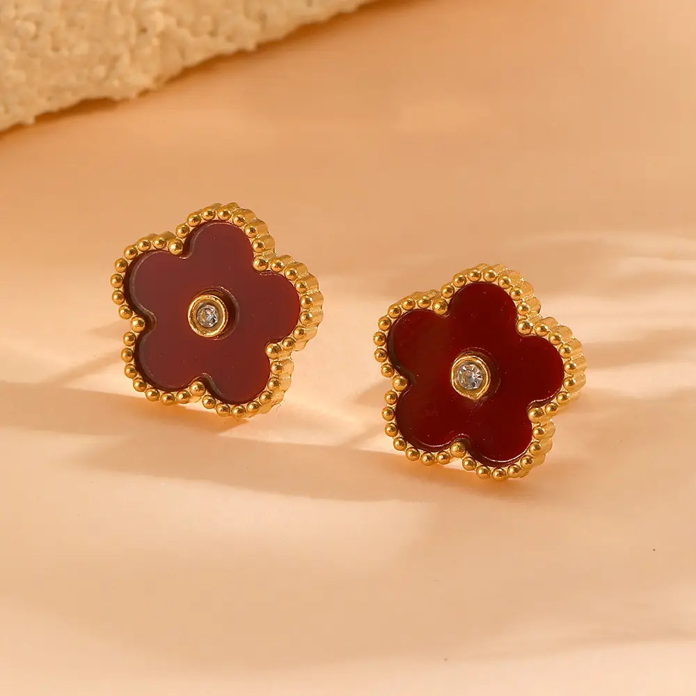 European & American Sweet Five Leaf Flower Jewelry Set - Image 22