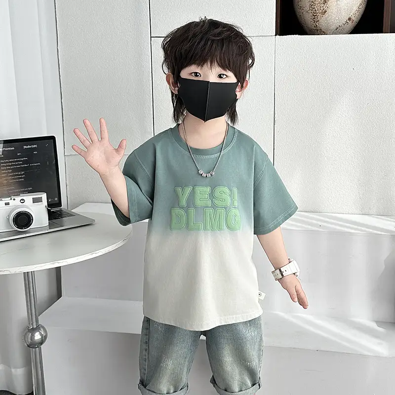 Boys Tie-Dye Gradient Short Sleeve T-Shirt Set - Image 2