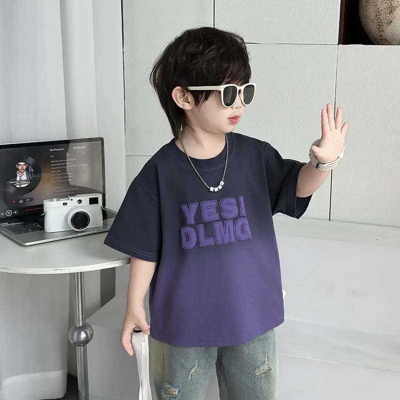 Boys Tie-Dye Gradient Short Sleeve T-Shirt Set - Image 5