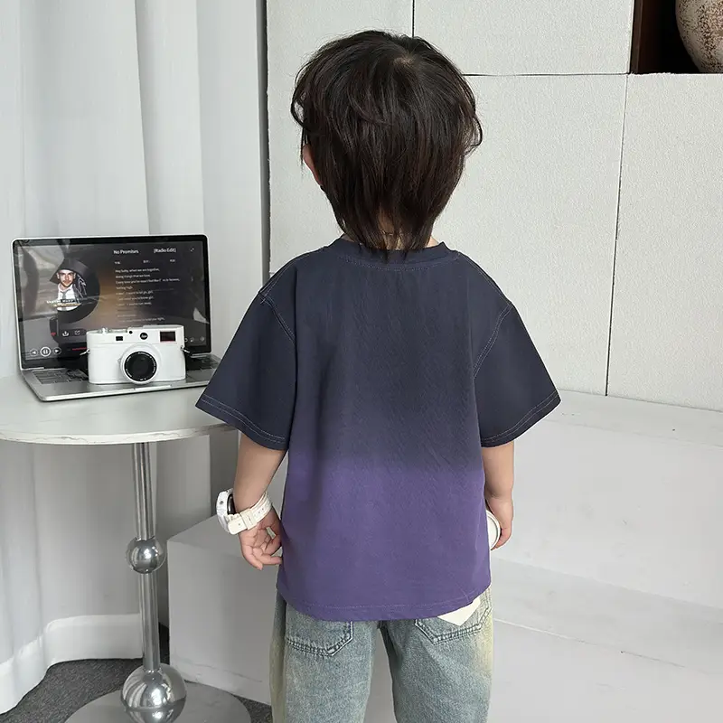 Boys Tie-Dye Gradient Short Sleeve T-Shirt Set - Image 6