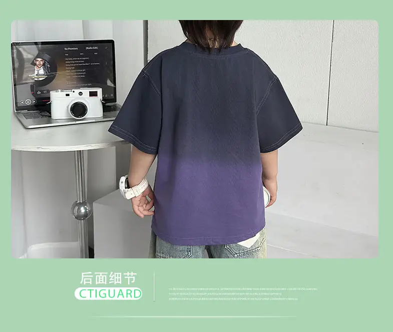 Boys Tie-Dye Gradient Short Sleeve T-Shirt Set — feature 9