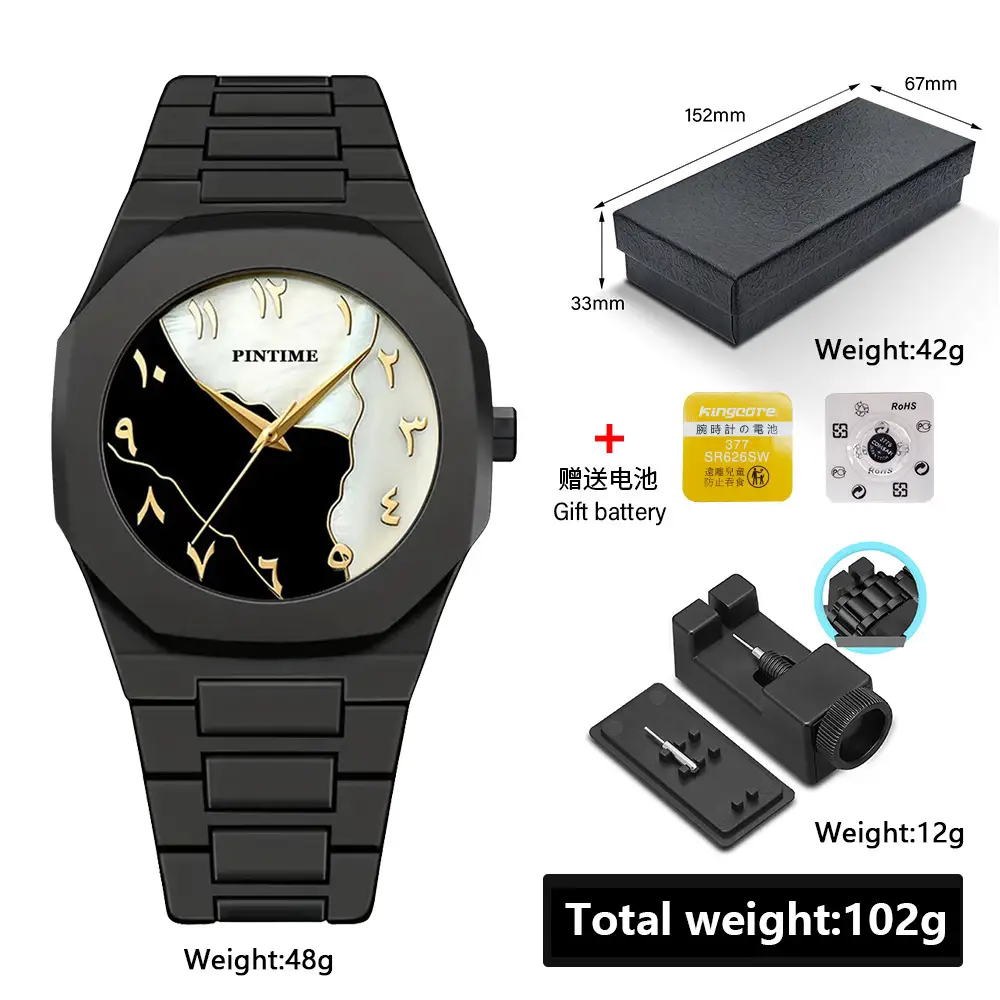 2025 Men's Black Quartz Watch with Gift Battery - Image 3