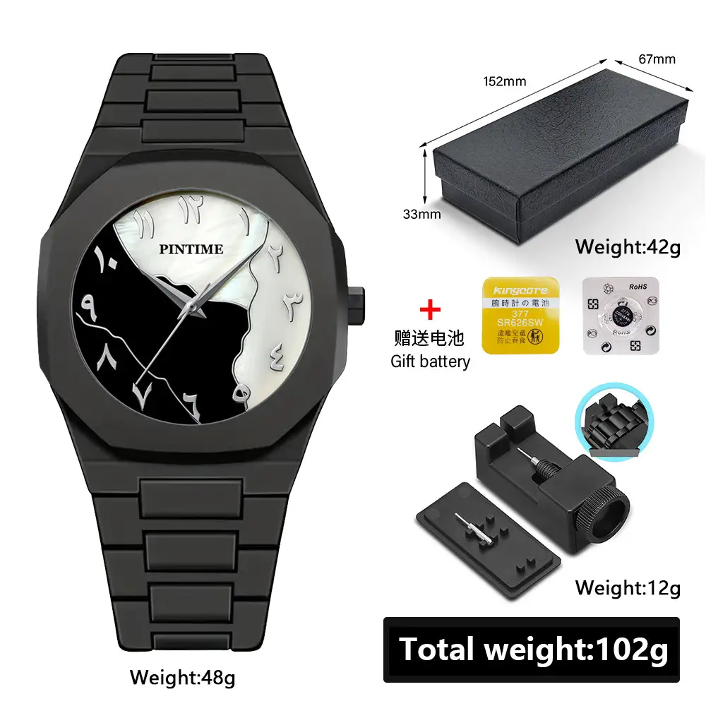 2025 Men's Black Quartz Watch with Gift Battery - Image 4