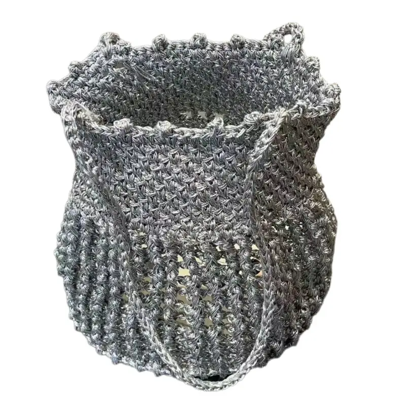 Trendy Core-Spun Yarn with Silver Feve Silver Braided Thread for Crochet DIY Handmade Silver Fragments Wholesale