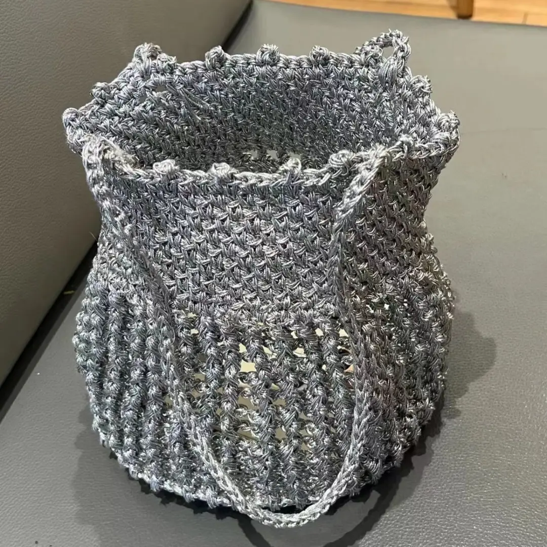 Trendy Core-Spun Yarn with Silver Feve Silver Braided Thread for Crochet DIY Handmade Silver Fragments Wholesale — feature 4