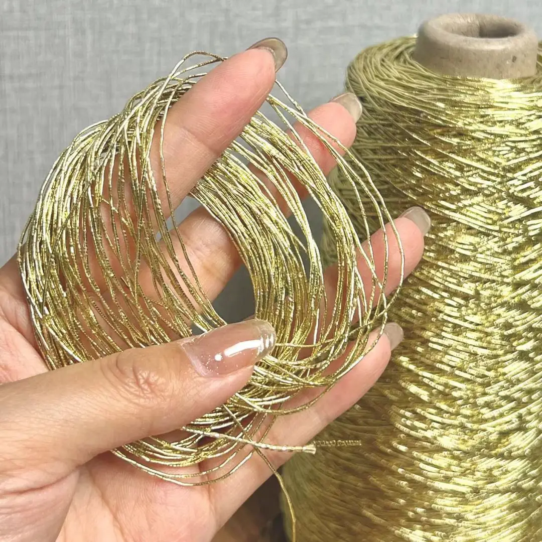 Trendy Core-Spun Yarn with Silver Feve Silver Braided Thread for Crochet DIY Handmade Silver Fragments Wholesale — feature 7