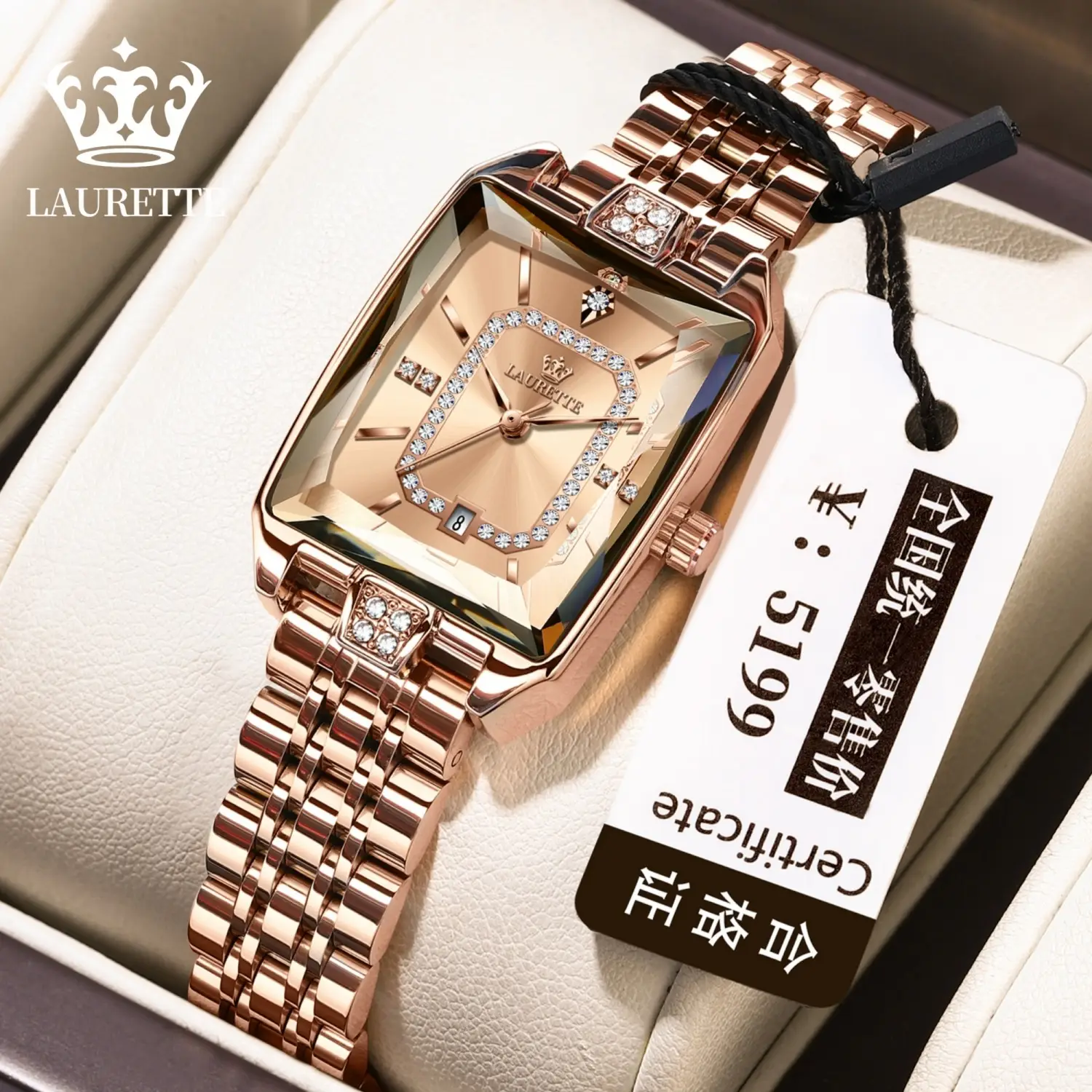 Laurit Rose Gold Water Resistant Quartz Watch for Women - Image 2