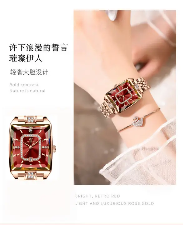 Laurit Rose Gold Water Resistant Quartz Watch for Women — feature 9