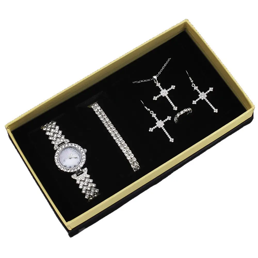 Diamond Cross Jewelry Set for Women Quartz Watch - Image 6