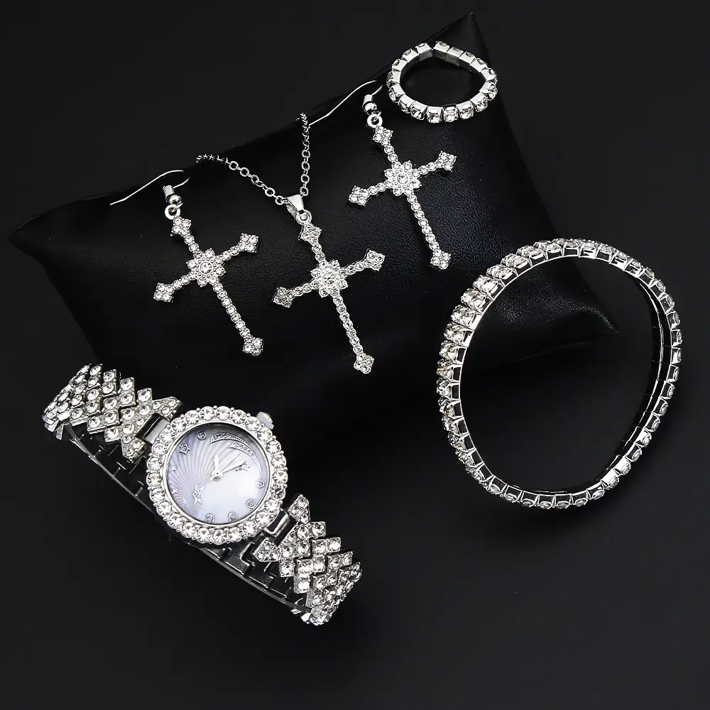 Diamond Cross Jewelry Set for Women Quartz Watch — feature 9