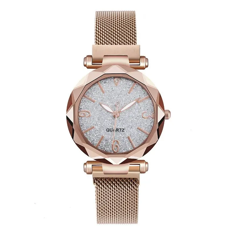 Rose Gold Quartz Women's Wristwatch with Mesh Band