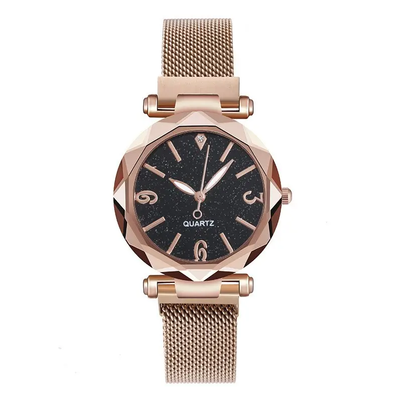 Rose Gold Quartz Women's Wristwatch with Mesh Band