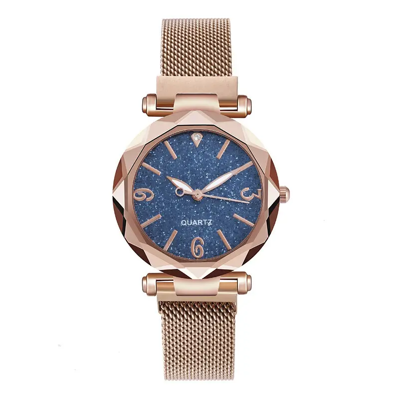 Rose Gold Quartz Women's Wristwatch with Mesh Band
