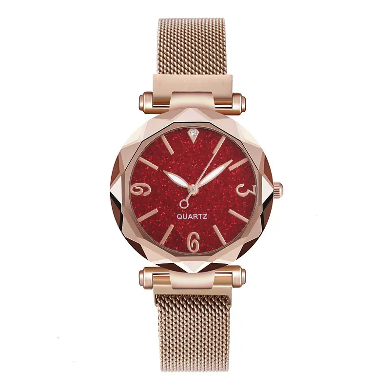 Rose Gold Quartz Women's Wristwatch with Mesh Band