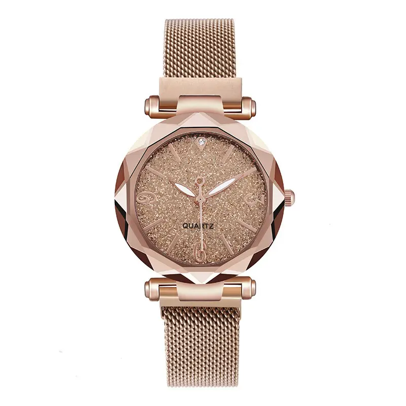 Rose Gold Quartz Women's Wristwatch with Mesh Band