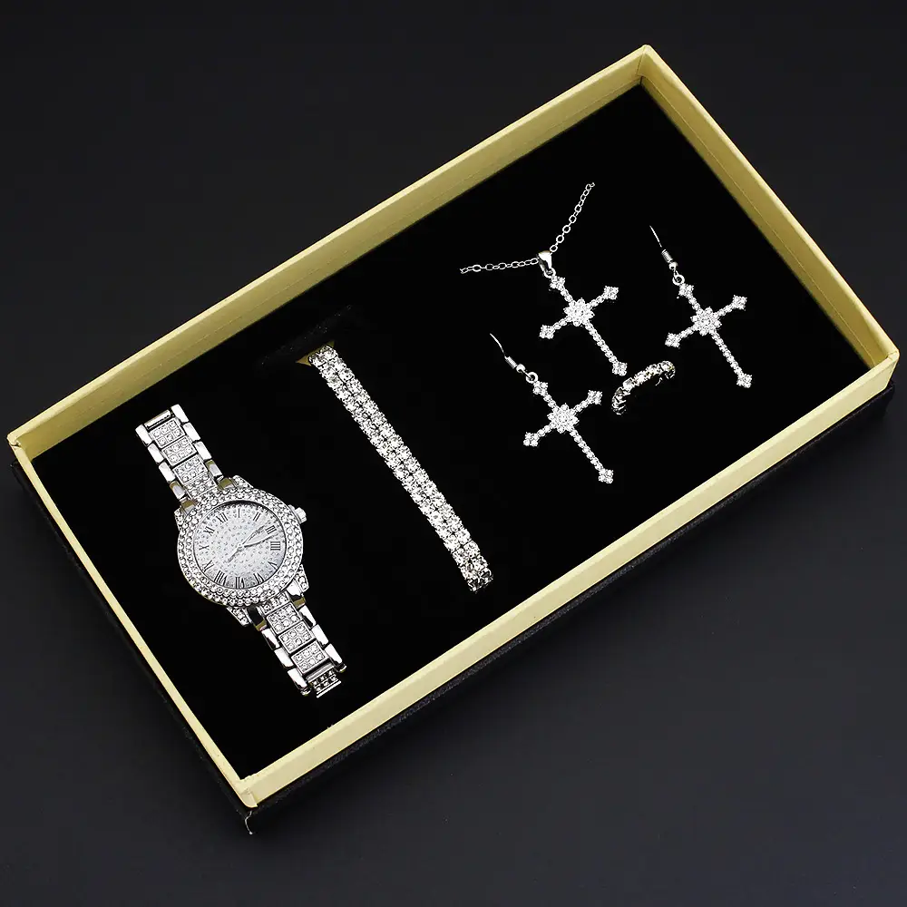 Diamond Cross Jewelry Set for Women Watch & Earrings — feature 8