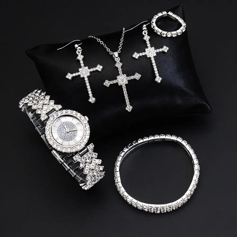 Diamond Cross Jewelry Set for Women's Watch & Earrings — feature 6