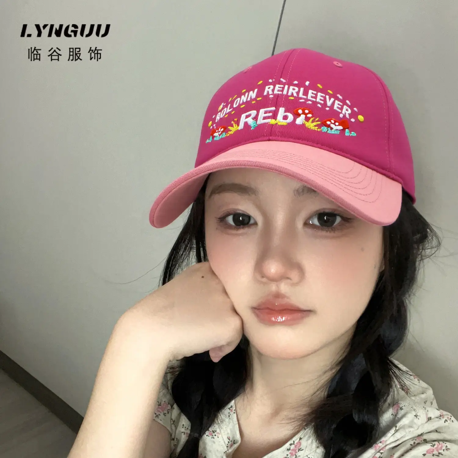 Korean Style Red Mushroom Baseball Cap for Women - Image 6