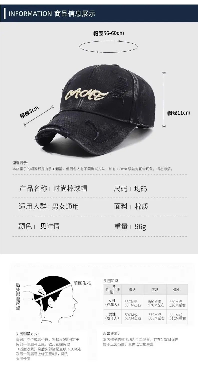 Blue Vintage Distressed Baseball Cap for Men Women — feature 5