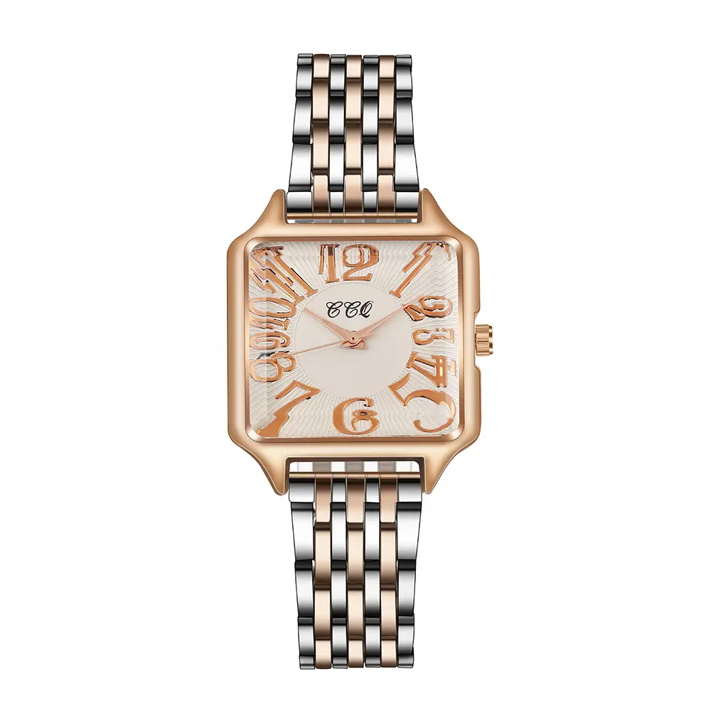 Women's Square Dial Quartz Watch with Rose Gold Band - Image 2