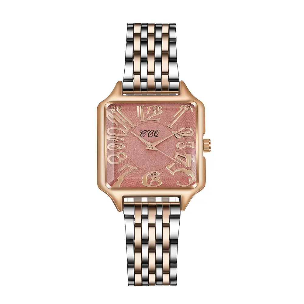 Women's Square Dial Quartz Watch with Rose Gold Band - Image 3