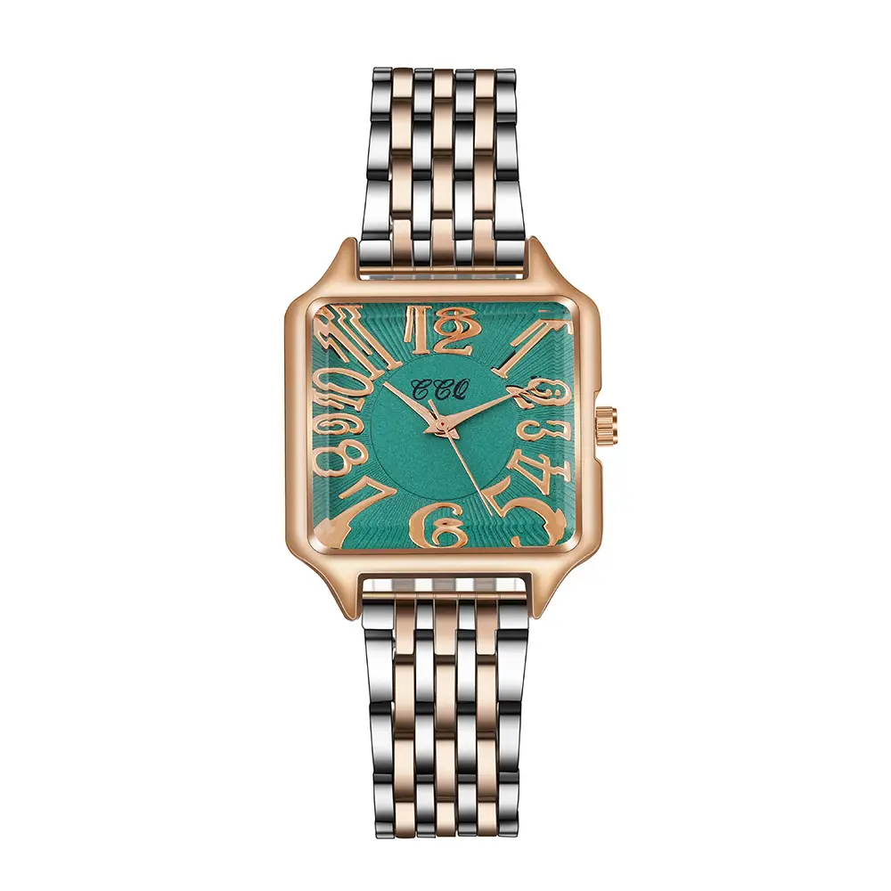 Women's Square Dial Quartz Watch with Rose Gold Band - Image 4