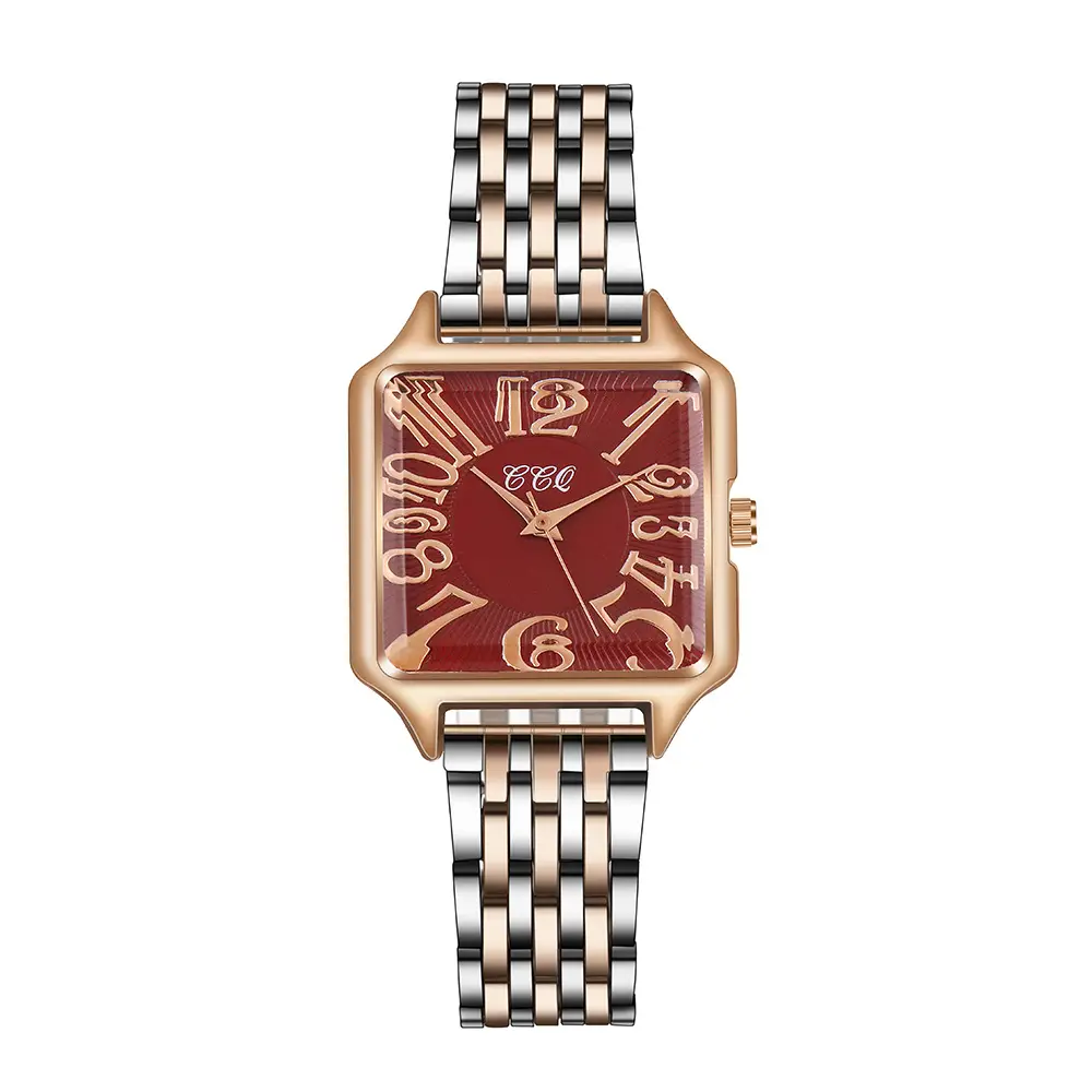 Women's Square Dial Quartz Watch with Rose Gold Band - Image 5