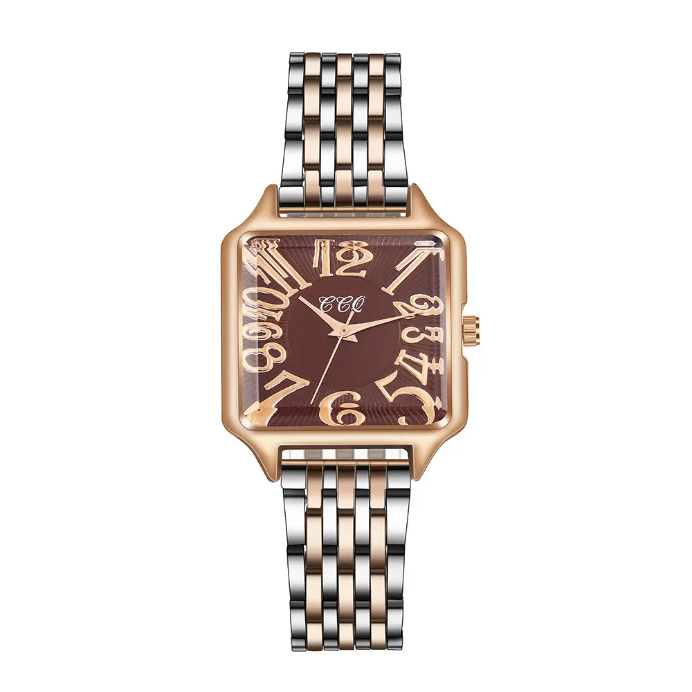 Women's Square Dial Quartz Watch with Rose Gold Band - Image 6