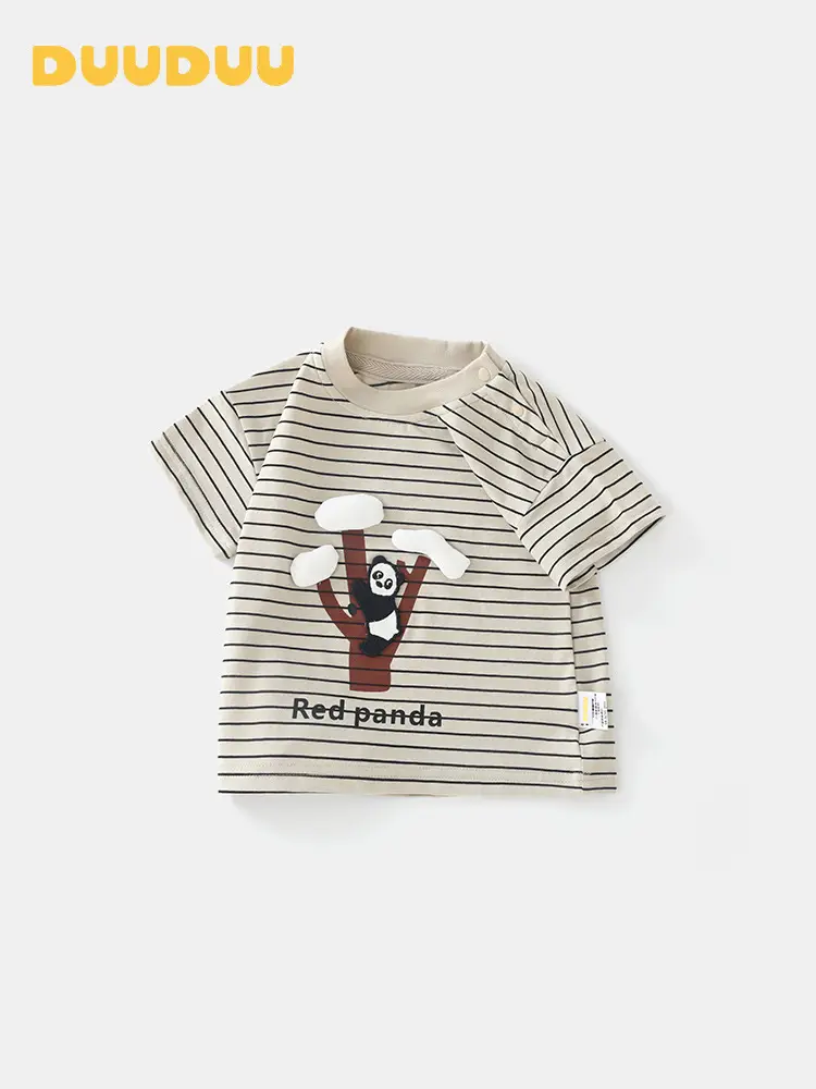 Duuduu Baby T-Shirt Striped Red Panda Print - Image 4