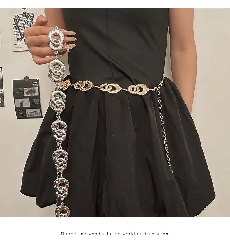 Black Chain Waist Belt with Dress Y2K Accessories — feature 3