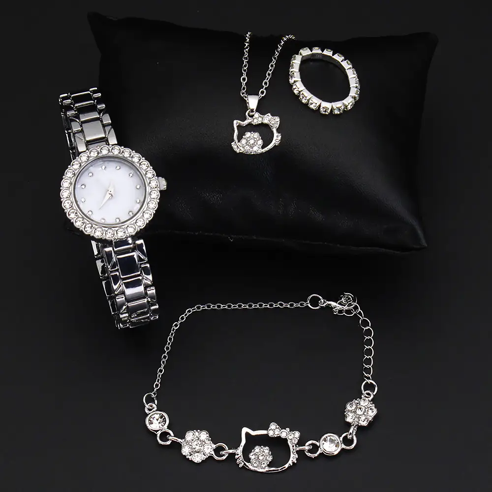 Diamond Quartz Watch Set for Women Jewelry Collection - Image 3