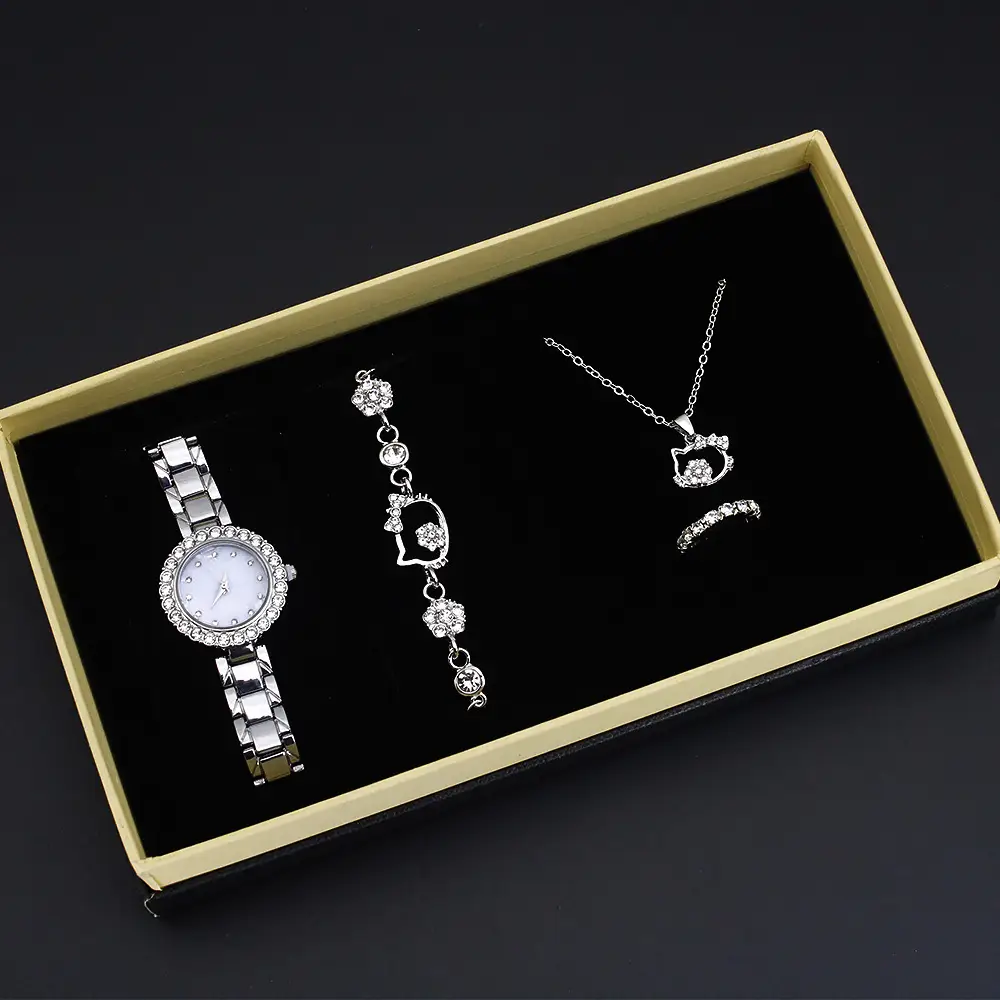 Diamond Quartz Watch Set for Women Jewelry Collection - Image 4