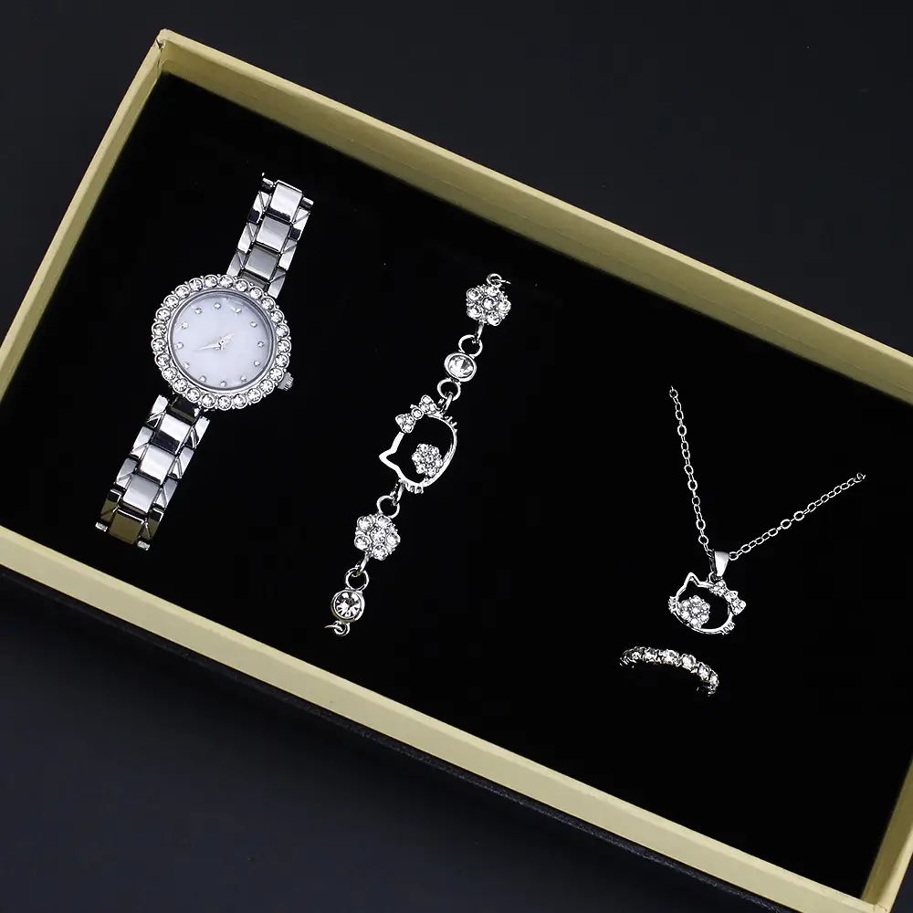Diamond Quartz Watch Set for Women Jewelry Collection - Image 5