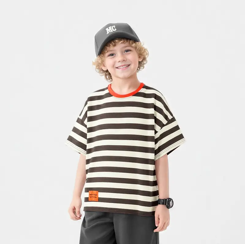 Kids Striped Short Sleeve T-Shirt Shorts Set — feature 2