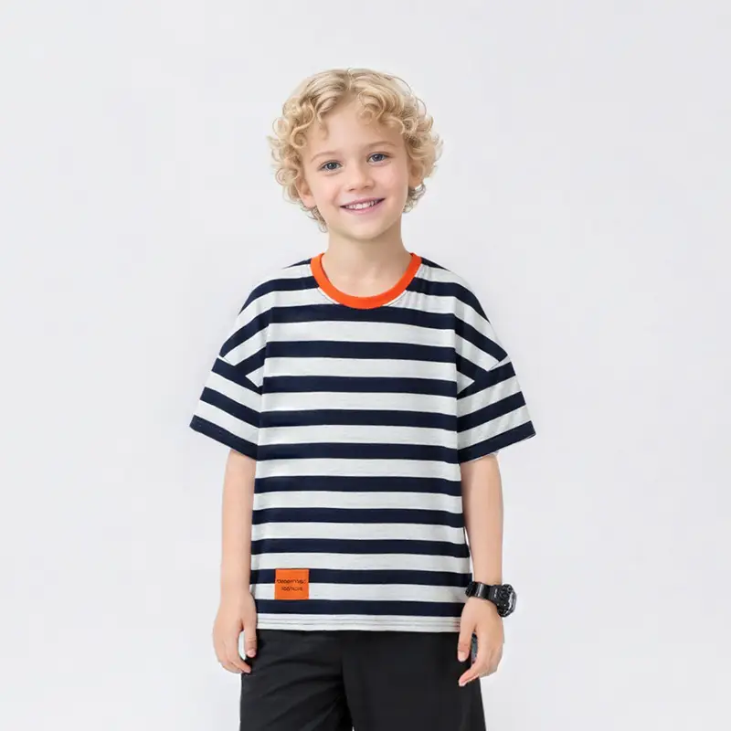 Kids Striped Short Sleeve T-Shirt Shorts Set — feature 3