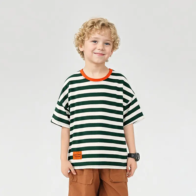Kids Striped Short Sleeve T-Shirt Shorts Set — feature 4