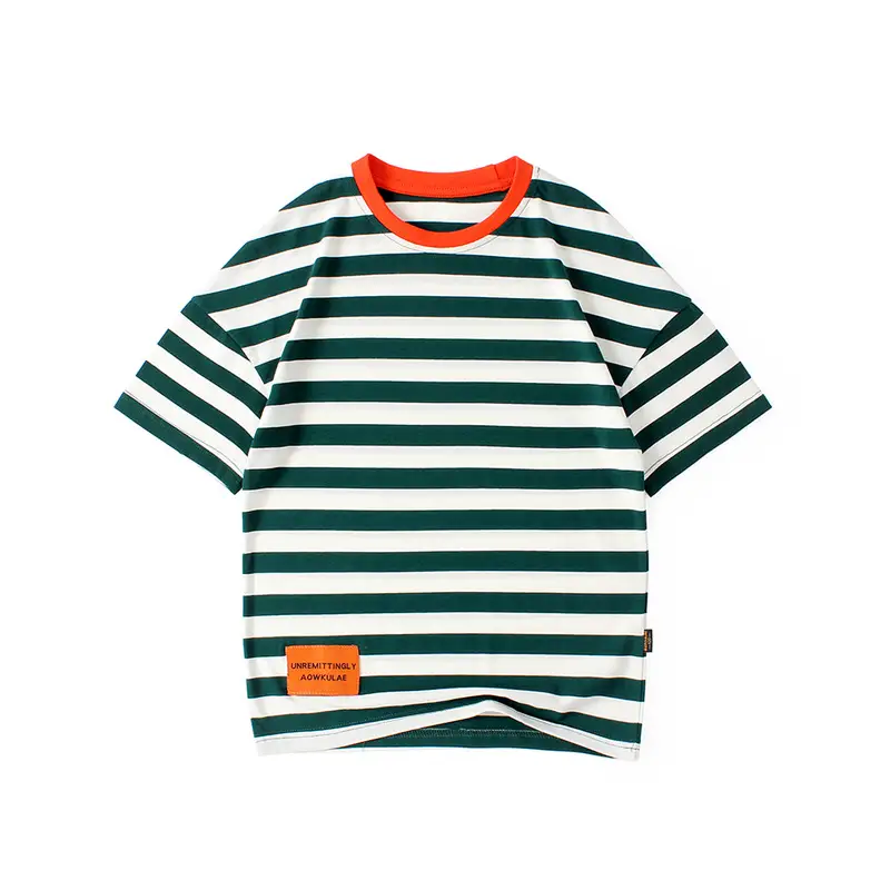Kids Striped Short Sleeve T-Shirt Shorts Set - Image 2