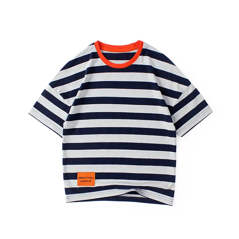 Kids Striped Short Sleeve T-Shirt Shorts Set - Image 3