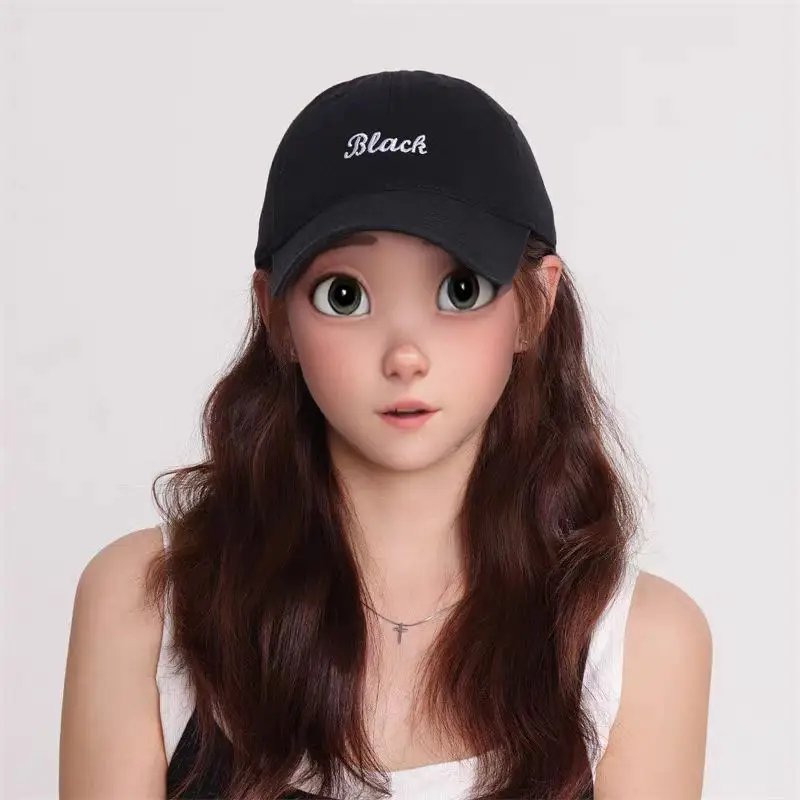 Girls Black Embroidered Cap Peaked Hat - Image 7