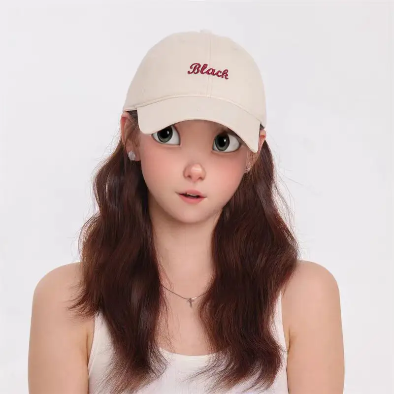 Girls Black Embroidered Cap Peaked Hat - Image 8
