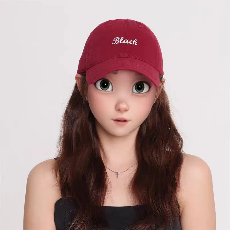 Girls Black Embroidered Cap Peaked Hat - Image 9
