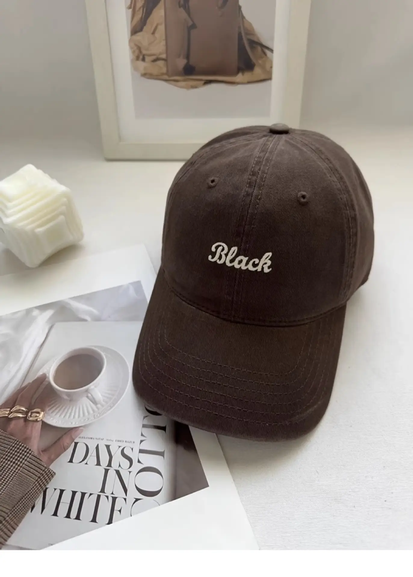 Girls Black Embroidered Cap Peaked Hat — feature 10