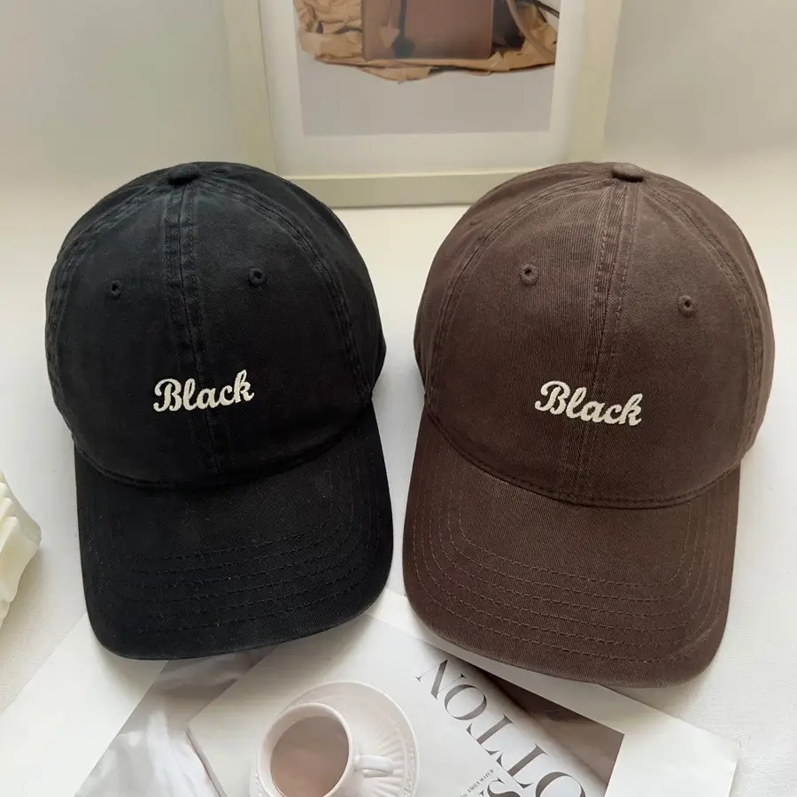 Girls Black Embroidered Cap Peaked Hat — feature 11