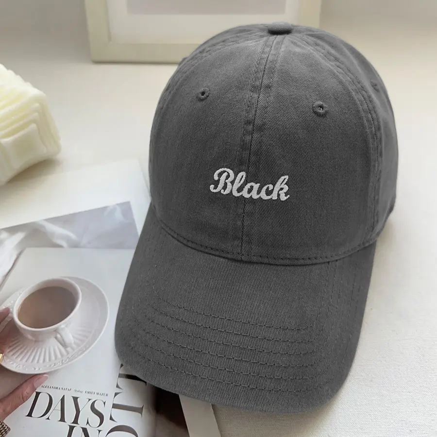 Girls Black Embroidered Cap Peaked Hat — feature 12