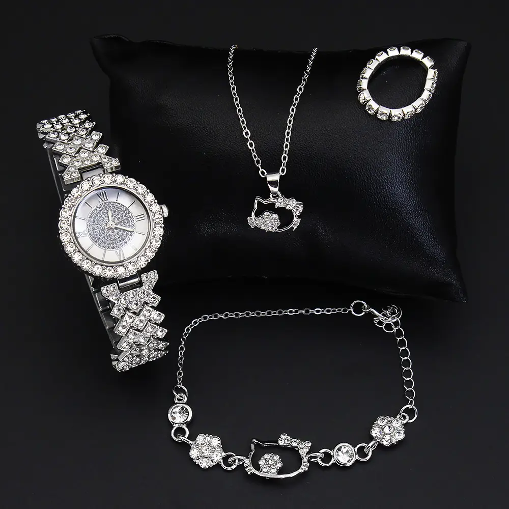 4-Piece Diamond Quartz Watch Set for Women - Image 5
