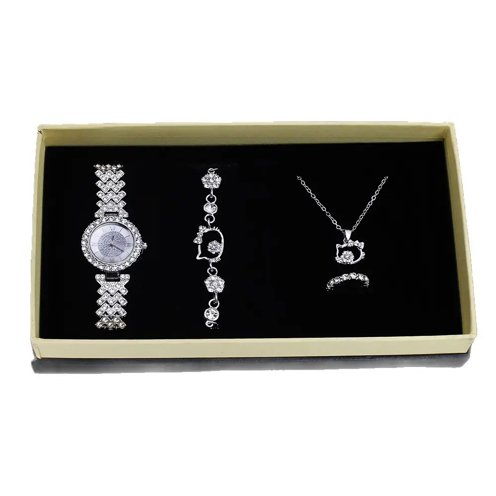 4-Piece Diamond Quartz Watch Set for Women - Image 6