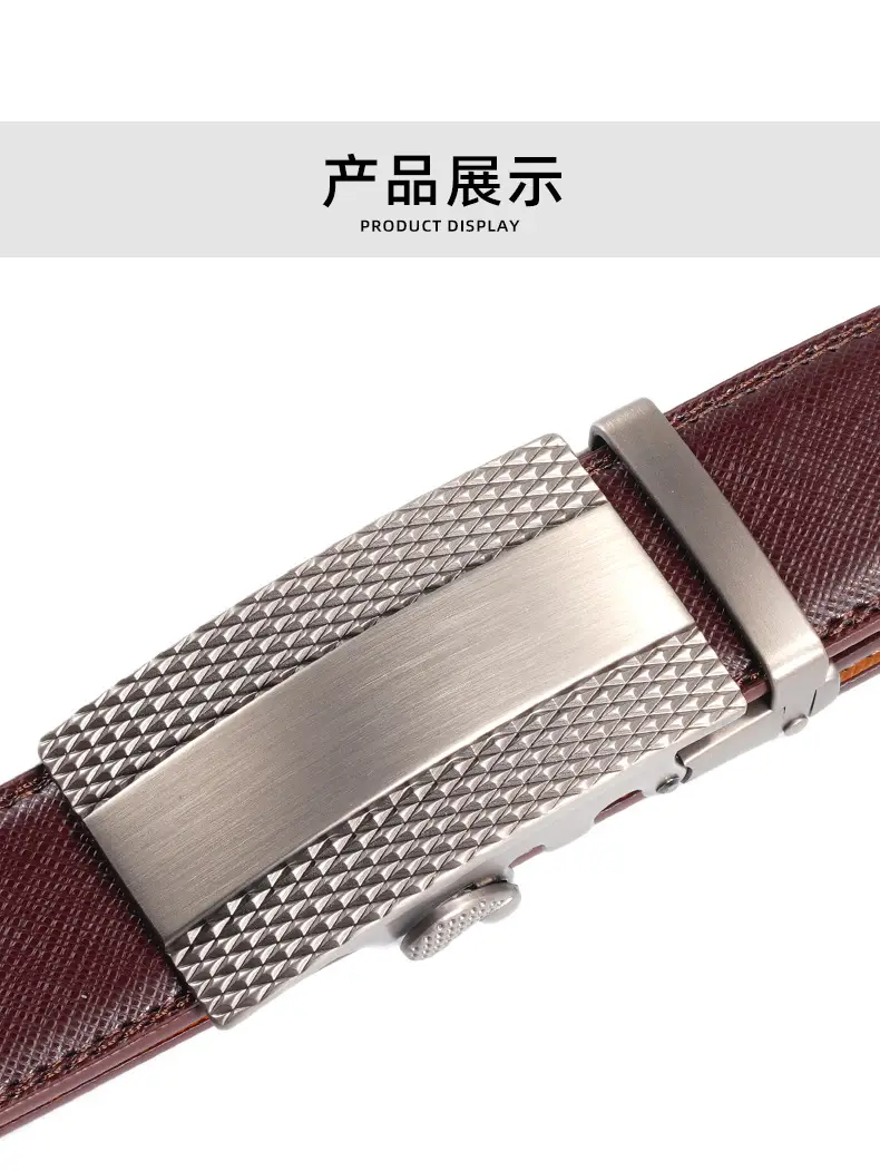 Men's Genuine Leather Belt with Silver Buckle — feature 10
