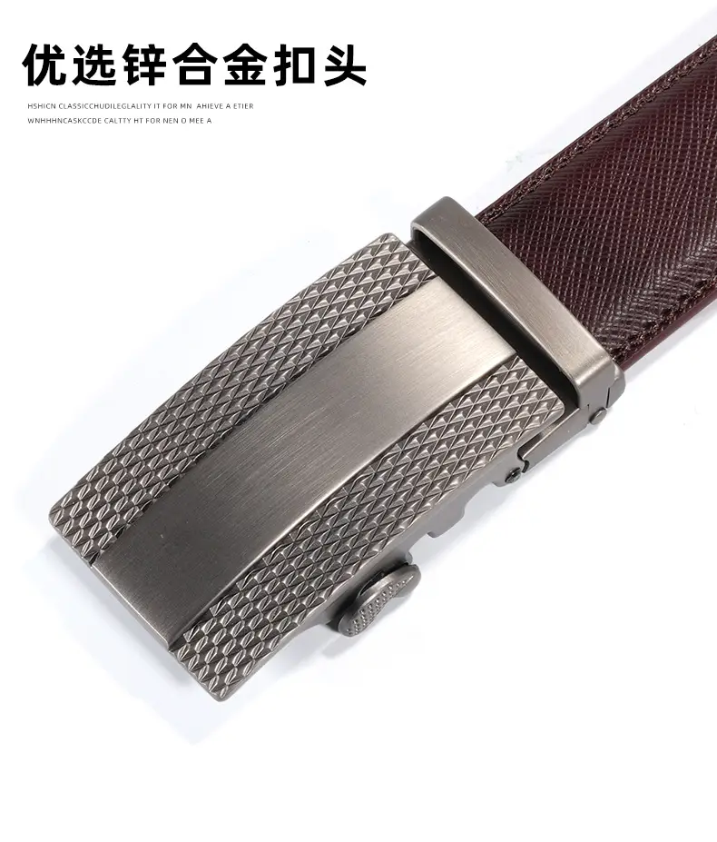 Men's Genuine Leather Belt with Silver Buckle — feature 2