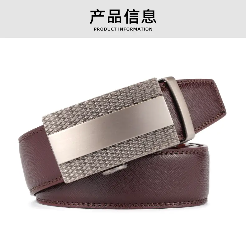 Men's Genuine Leather Belt with Silver Buckle — feature 3